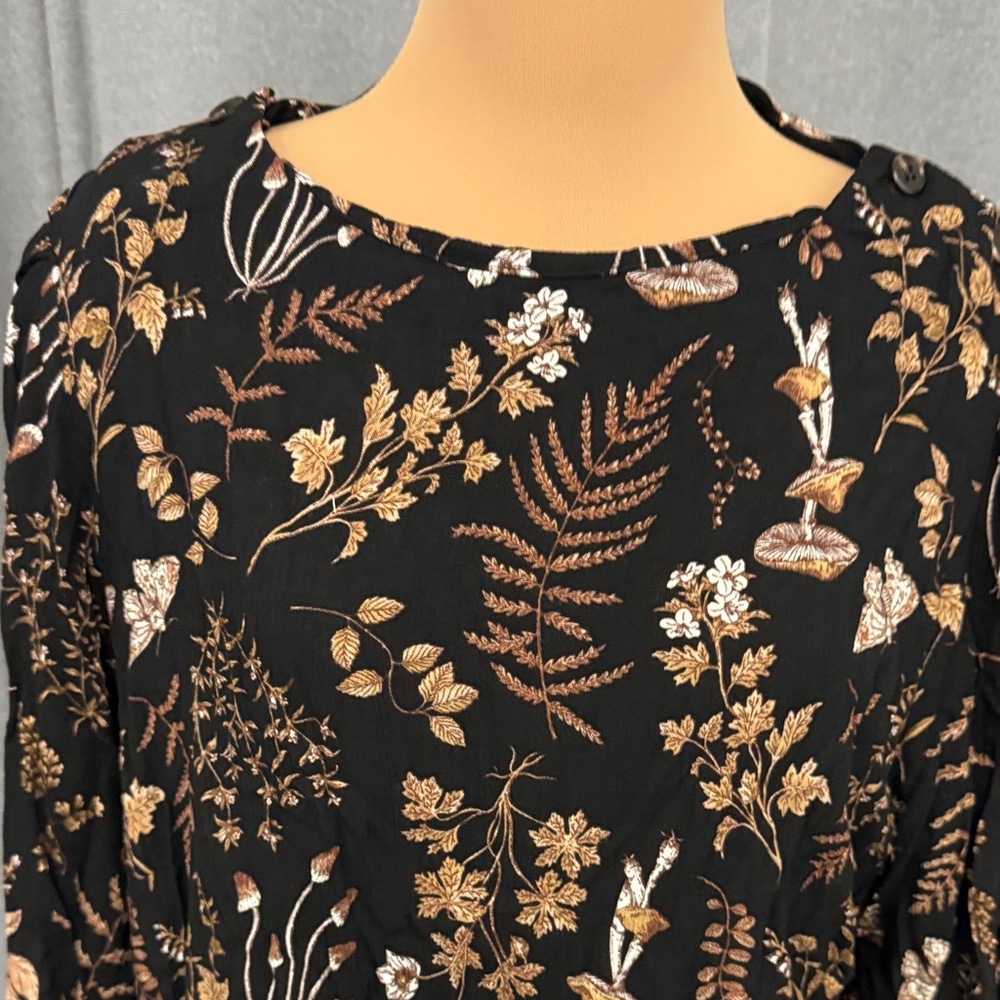 Disturbia Black Dress with Floral and Mushroom Print - Picture 9 of 15